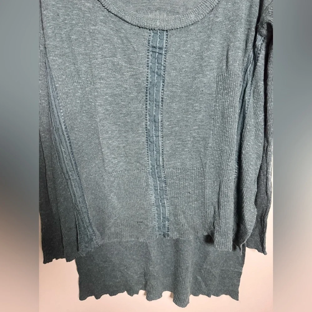 Free People Teal Knit Long Sleeve Top Small Boho Lightweight Sweater